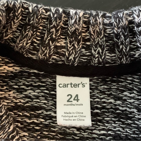 Unisex 24 Months CARTER’S Black White Marl Rag Sweater Pullover Half Zip EXC - Picture 14 of 15
